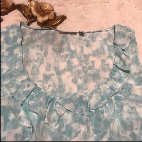 Halogen Silk Sleeveless Front Ruffle Blouse Medium - Picture 3 of 7